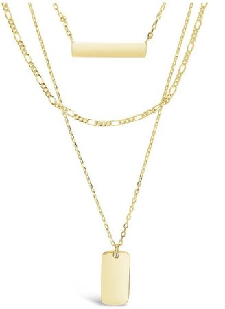Gold Triple Layer Bar Necklace