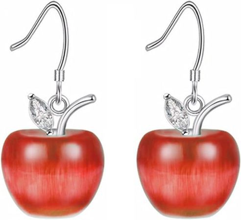 Amazon.com: Uloveido Cute Apple Dangle Drop Fruit Stud Earrings Jewelry for Women and Teen Girls with Crystal YL007 (Red): Clothing, Shoes & Jewelry