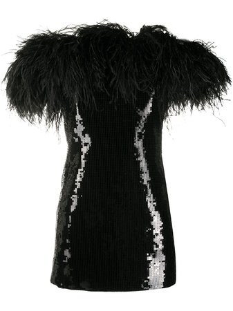 Saint Laurent, ostrich-embellished Mini Dress