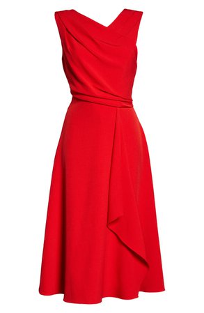 Donna Ricco Asymmetrical Sleeveless Crepe Midi Dress | Nordstrom