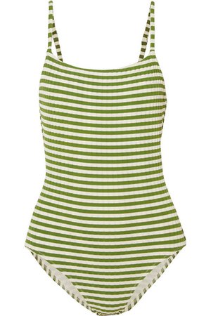 Solid & Striped | The Nina striped ribbed stretch-knit swimsuit | NET-A-PORTER.COM