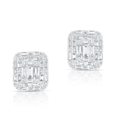 14KT White Gold Baguette Diamond Nina Earrings – Anne Sisteron