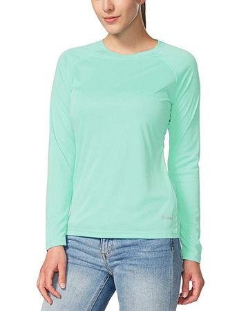 BALEAF Women's UPF 50+ Sun Protection T-Shirt Long Sleeve Outdoor Performance Light Green Size XL at Amazon Women’s Clothing store