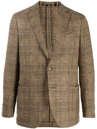 brown Etro plaid check blazer with Express Delivery - Farfetch