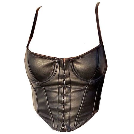 *clipped by @luci-her* Black Leather Corset Bustier