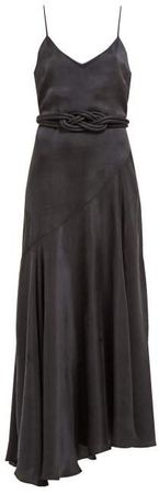 Nina Bias Cut Satin Dress - Womens - Black