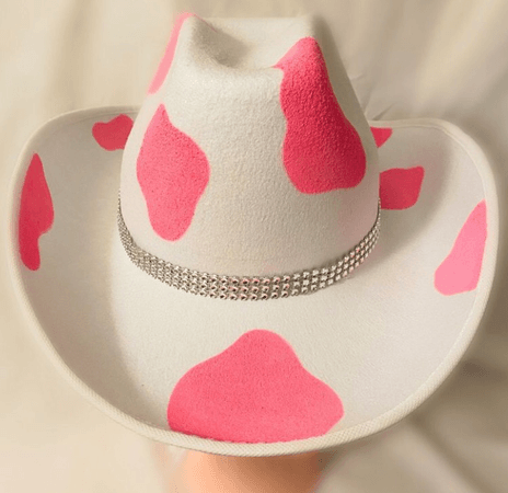 Pink Cow Print Cowgirl Hat