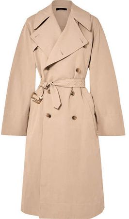 Belted Cotton And Linen-blend Trench Coat - Beige