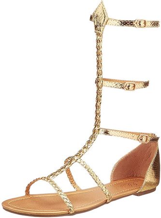 Amazon.com | Ellie Shoes Women's 015-cairo Sandal, Gold, 6 M US | Flats