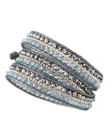 light blue beaded wrap bracelet