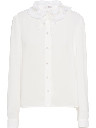 Miu Miu Lace Collar Shirt MK14121ETG White | Farfetch