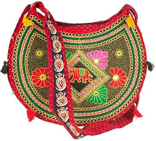 Sling Cross body Elephant Hobo Women Messenger Shoulder Bag Red Embroidered Hippie Casual Colorful Medium Small Satchel Tote