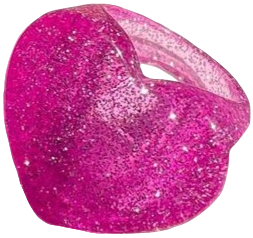 pink glittery heart shaped resin ring