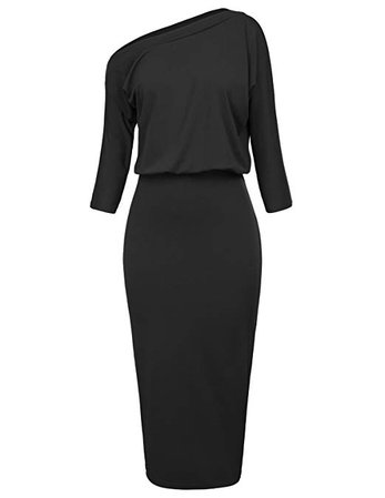 GRACE KARIN Women's Pull-on One Shoulder Bodycon Party Pencil Dress Size L Black at Amazon Women’s Clothing store