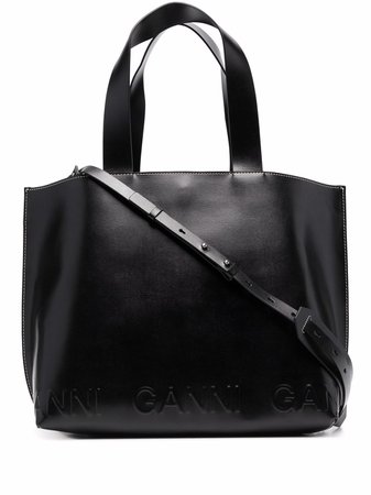 GANNI logo-embossed tote bag - FARFETCH