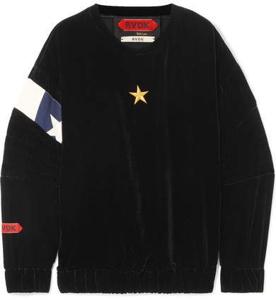 Ronald van der Kemp - Oversized Embroidered Cotton-paneled Satin Sweatshirt - Black