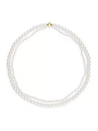 Shop Sophie Bille Brahe Classic Collection 14K Yellow Gold & 2.5-6MM Pearl Double Peggy Necklace | Saks Fifth Avenue