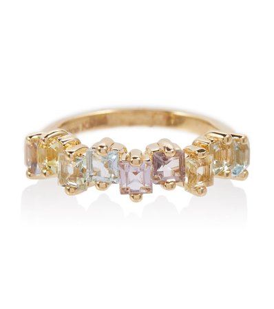 Suzanne Kalan - Pastel Rainbow 14kt gold ring with sapphires