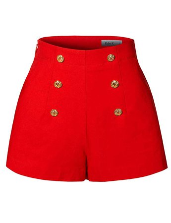 RK RUBY KARAT Womens High Waisted Front Button Retro Vintage Pin Up Sailor Shorts with Pockets at Amazon Women’s Clothing store