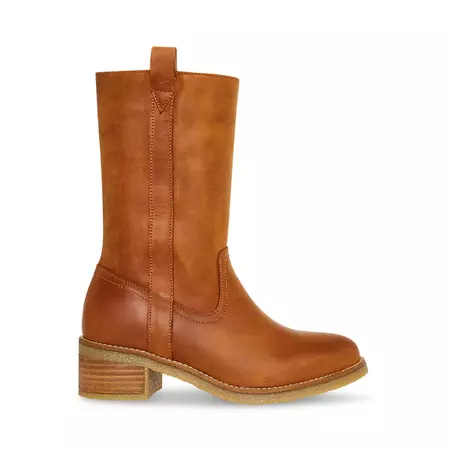 WINNY Cognac Leather Western Boot | Women's Boots – Steve Madden