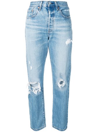 Levi's high-waisted Ripped Straight Jeans - Farfetch