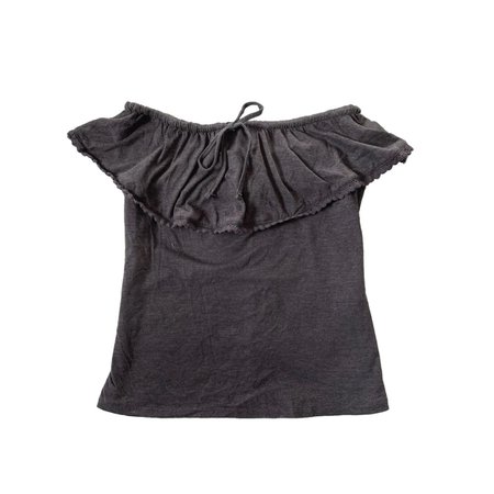 grunge fairy goth strapless charcoal gray black tube top with ruffles