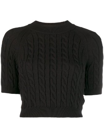 Alexanderwang.t Cable Knit Crop Top In Black
