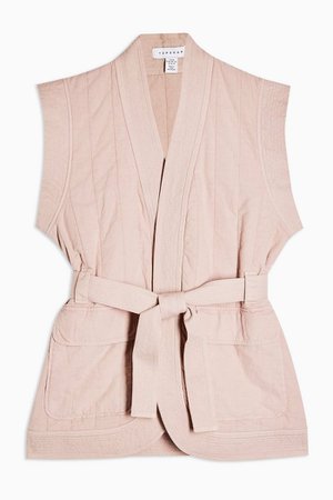 Rose Pink Sleeveless Tie Jacket | Topshop