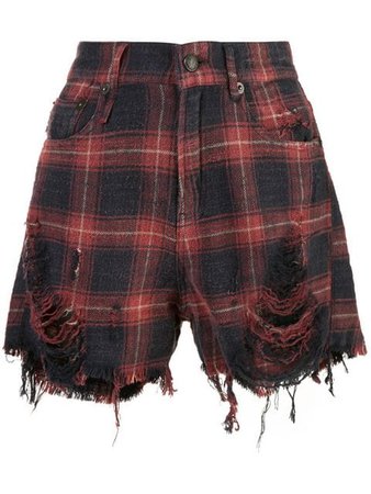 R13 plaid printed ripped shorts $355 - Buy Online - Mobile Friendly, Fast Delivery, Price