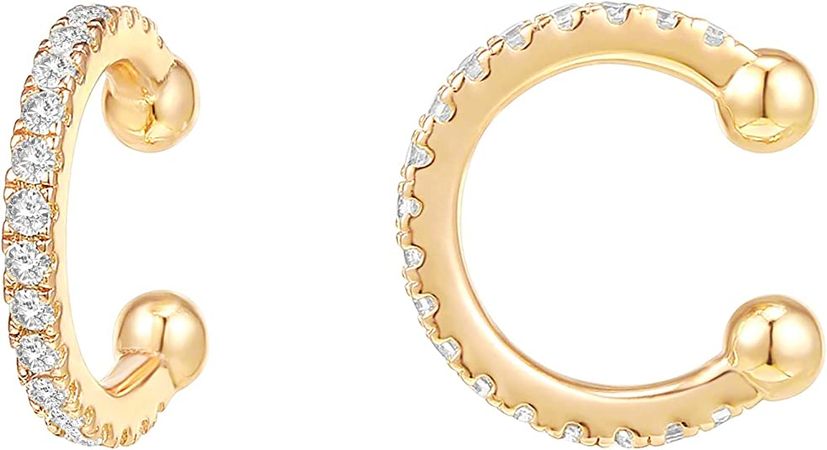 Amazon.com: PAVOI 14K Gold Plated 925 Sterling Silver Cubic Zirconia Sparkling Round Huggie Ear Cuff Earrings in Rose Gold, White Gold and Yellow Gold: Clothing, Shoes & Jewelry