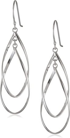 Amazon.com: Sterling Silver Double Elongated Oval Twist French Wire Earrings : Clothing, Shoes & Jewelry