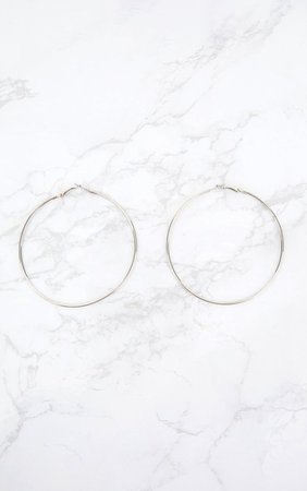 Silver 80mm Hoop Earrings | Accessories | PrettyLittleThing