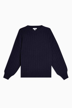 Navy Knitted Jumper With Cashmere | Topshop