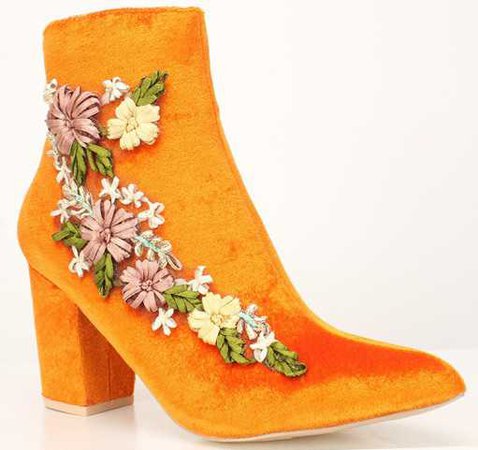orange floral boots