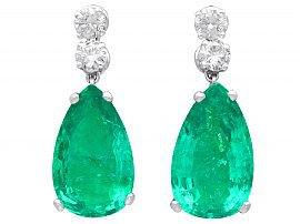 Vintage Colombian Emerald and Diamond Drop Earrings