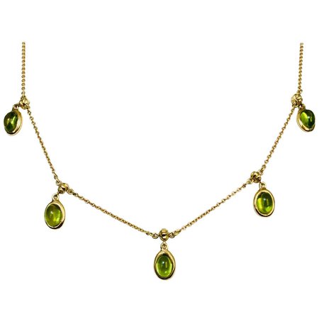 18 Karat Yellow Gold Peridot Necklace For Sale at 1stDibs