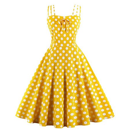 Women Retro Dress Rockabilly Halter Bowknot Sleeveless Hepburn Pleated Floral Swing Cocktail Vintage Dresses at Amazon Women’s Clothing store: