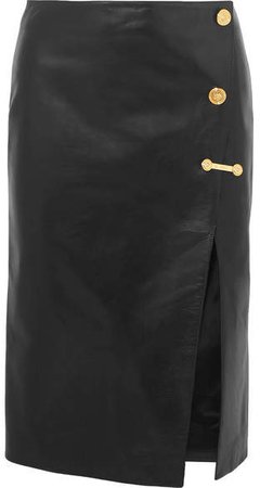Embellished Leather Skirt - Black