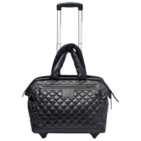 Chanel Chanel Rolling Suitcase In Black Quilted Grained Leather And Metal  Chains at 1stDibs, chanel suitcase, chanel rolling luggage, black quilted  suitcase