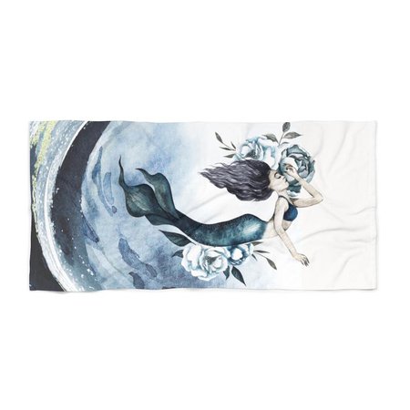 Dancing Mermaid & Floral in Ocean Beach Towel | Etsy