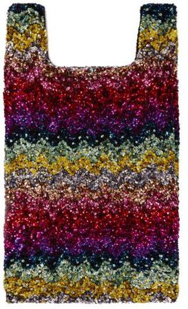 Rainbow Wave Sequin Embellished Cotton Tote - Womens - Multi