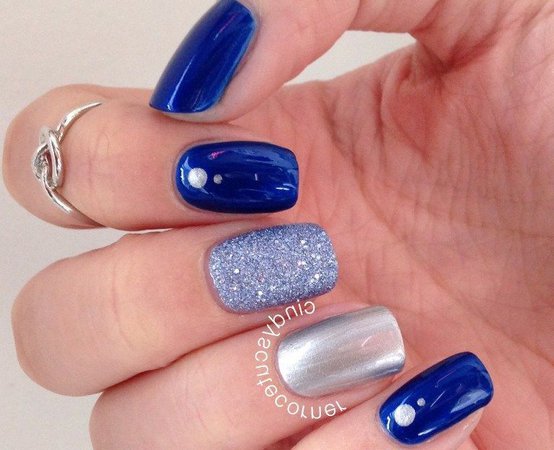 Blue & Silver Nails