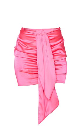 Hot Pink Satin Drape Front Mini Skirt | PrettyLittleThing USA