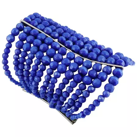 Christian Dior by John Galliano Blue Beads Wide Cuff Bracelet at 1stDibs