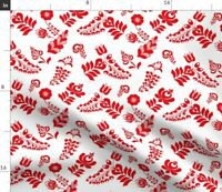Peppers Red Hungary Kalocsa Folk Art Hungarian Fabric Printed by Spoonflower BTY | eBay