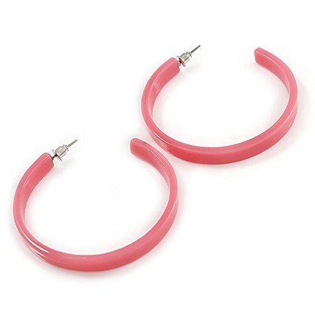 Amazon.com: 50mm Trendy Pastel Pink Acrylic/Plastic/Resin Hoop Earrings: Clothing