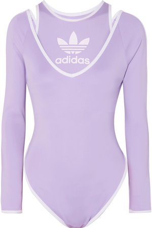 adidas Originals | + Ji Won Choi layered striped stretch-jersey bodysuit | NET-A-PORTER.COM