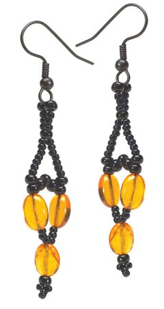 yellow and black beads necklace long - Google Search