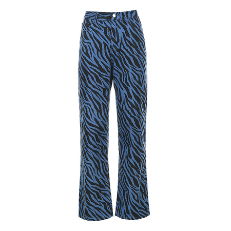Blue Tiger Aesthetic Wide Baddie Jeans