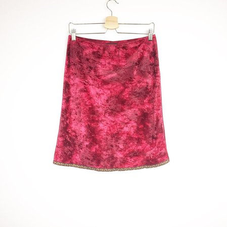 Velvet Skirt Red Crushed Velvet 1990's Vintage Skirt | Etsy